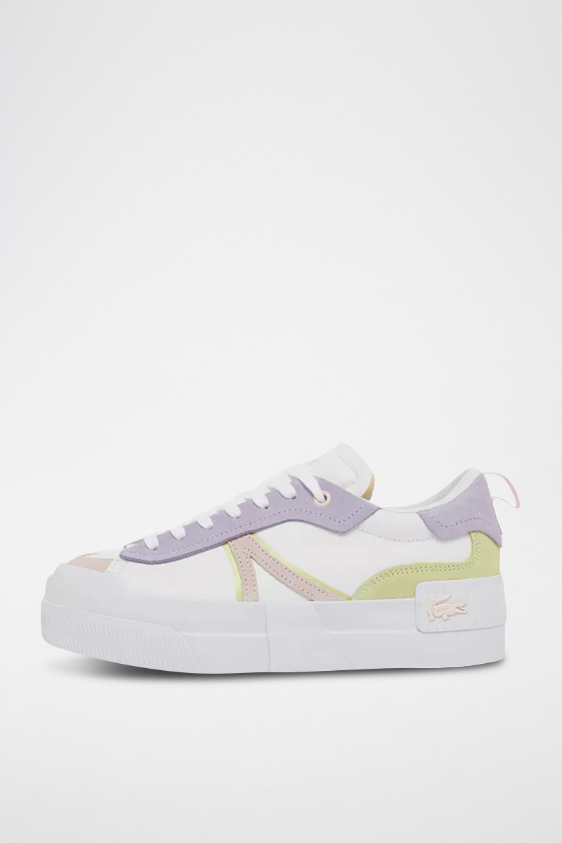 Baskets plateformes en nubuck L004 - Blanc et mauve - 02 - 34205131