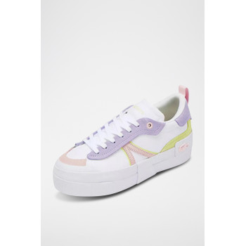 Baskets plateformes en nubuck L004 - Blanc et mauve - 02 - 34205131