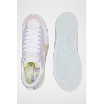 Baskets plateformes en nubuck L004 - Blanc et mauve - 02 - 34205131