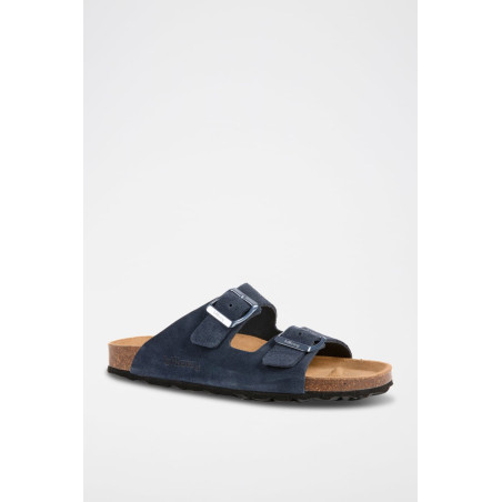 Mules en nubuck - Bleu foncé - 02 - 34268867