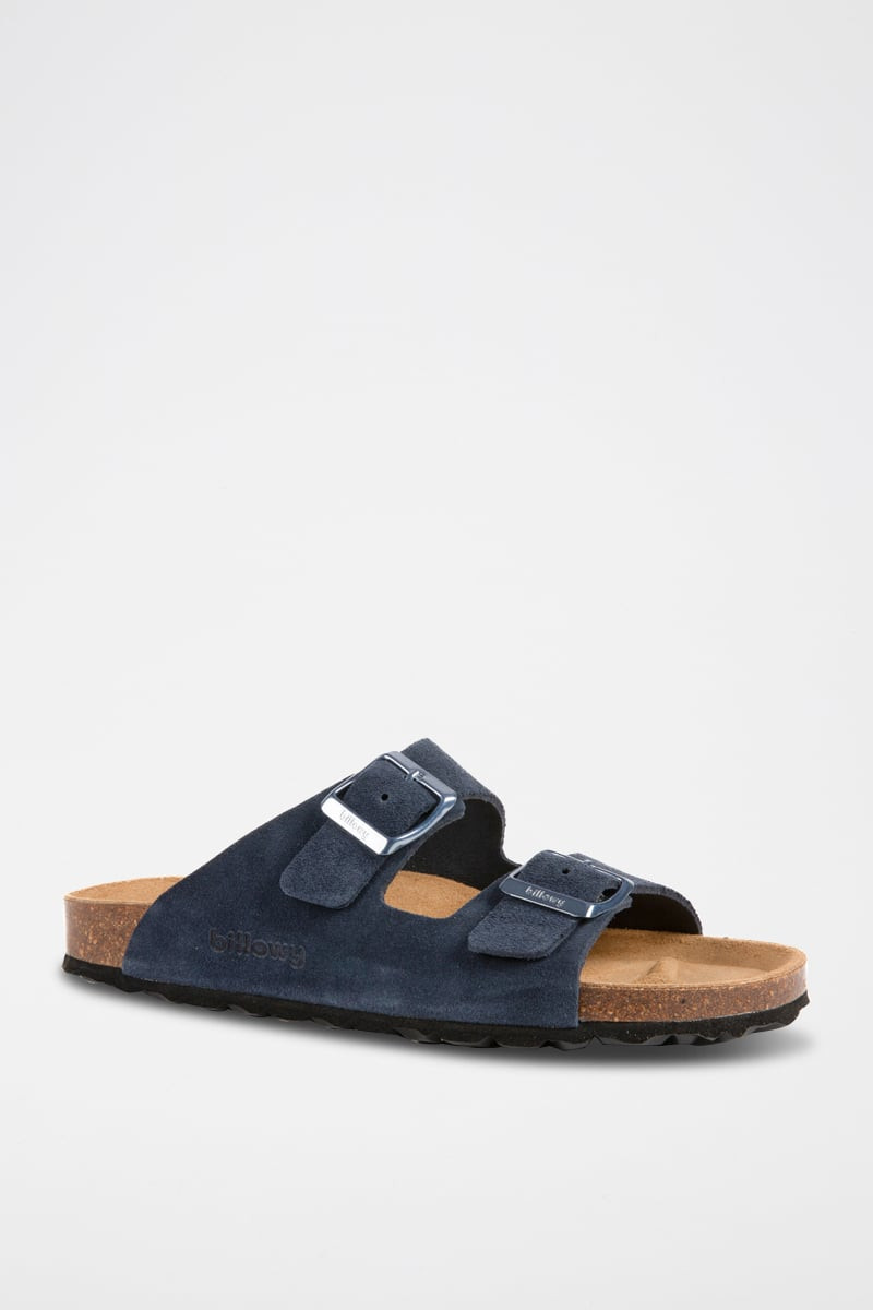 Mules en nubuck - Bleu foncé - 02 - 34268867