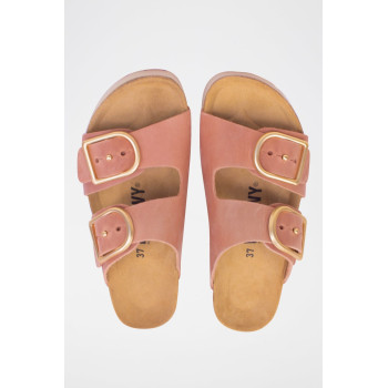 Mules plateformes en nubuck - Rose - 02 - 34268916