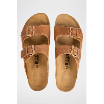 Mules en cuir - Camel - 02 - 34268890