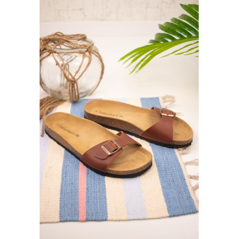 Mules en cuir Kloe - Camel - 02 - 34268944