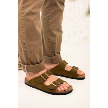 Mules en nubuck - Kaki - 02 - 34268961