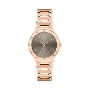 Montre à quartz en acier - Doré rose et taupe - 02 - 32455767