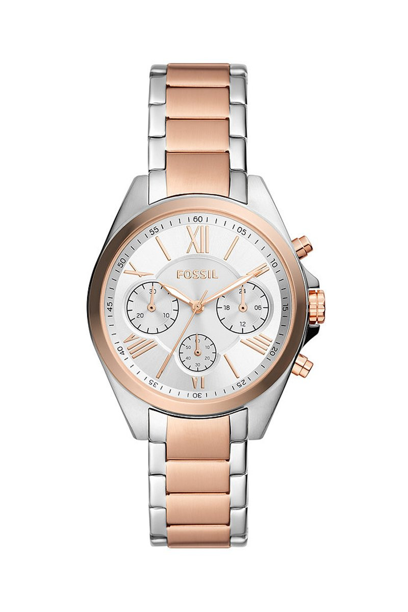 Montre à quartz en acier Modern Courier - Chronographe - Argenté et doré rose - 02 - 32826948