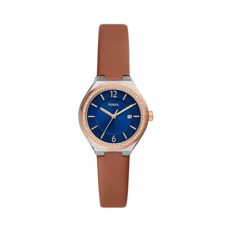 Montre à quartz en cuir Eevie - Marron et doré rose - 02 - 32826951