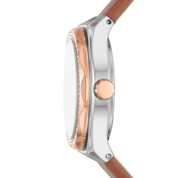 Montre à quartz en cuir Eevie - Marron et doré rose - 02 - 32826951