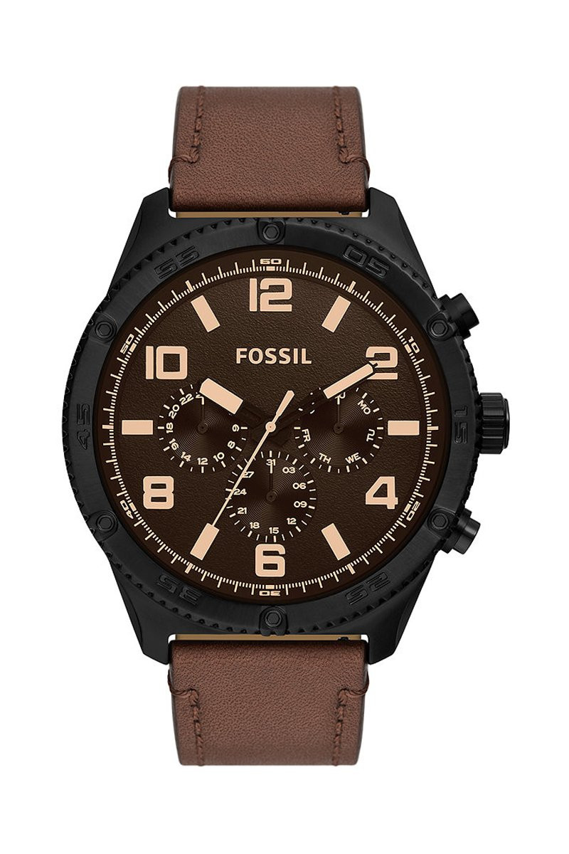 Montre à quartz en cuir Brox - Marron et noir - 02 - 33390907