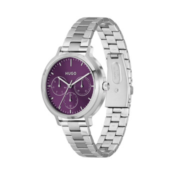 Montre à quartz en acier - Chronographe - Argenté et violet - 02 - 33159200