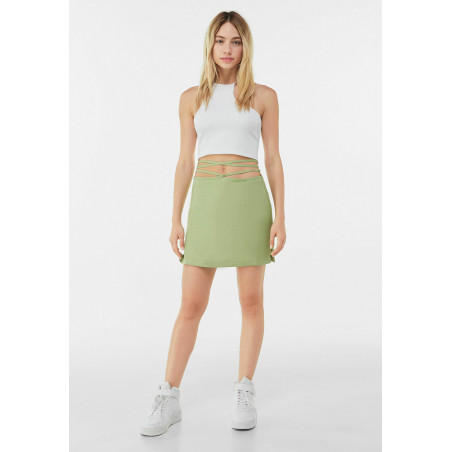 Bershka Minijupe WITH SIDE BOW  - 01 - BEJ21B08P|M11