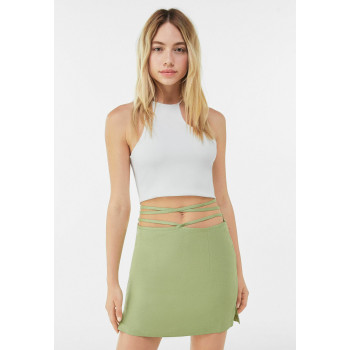 Bershka Minijupe WITH SIDE BOW  - 01 - BEJ21B08P|M11