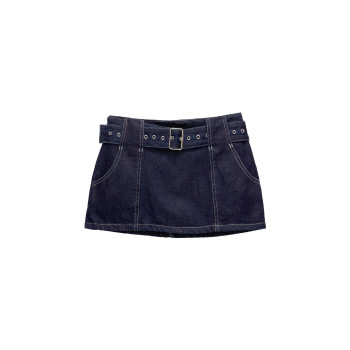 PULL&BEAR Jupe en jean WITH SEAM DETAILS AND BELT - 01 - PUC21B0NE|K11