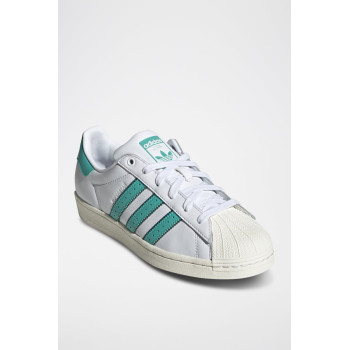 Sneakers en cuir Superstar - Blanc et turquoise - 02 - 34307106