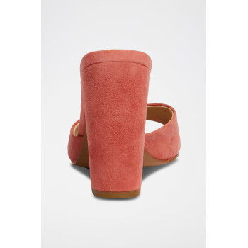 Mules à talons en nubuck - Corail - 02 - 33803233