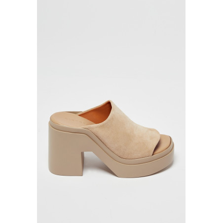 Mules à talons en croûte de cuir de chèvre Ninec - Beige - 02 - 32447513