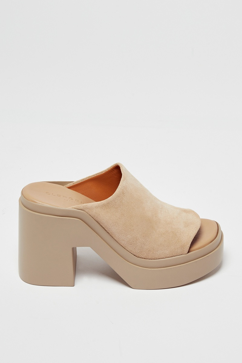 Mules à talons en croûte de cuir de chèvre Ninec - Beige - 02 - 32447513