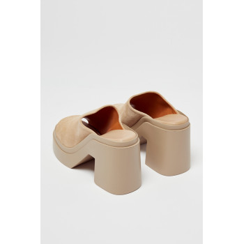 Mules à talons en croûte de cuir de chèvre Ninec - Beige - 02 - 32447513