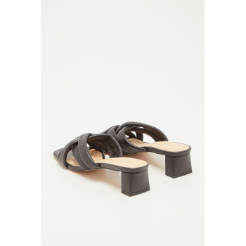 Mules à talons en cuir de chèvre Humi - Noir - 02 - 30517069