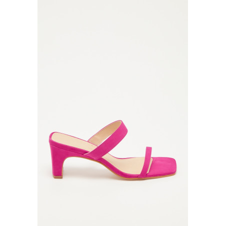 Mules à talons en cuir de veau velours Kiara - Fuchsia - 02 - 30517071