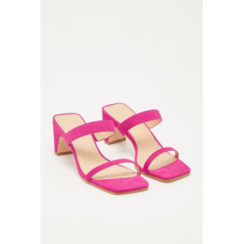 Mules à talons en cuir de veau velours Kiara - Fuchsia - 02 - 30517071