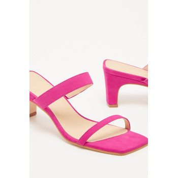 Mules à talons en cuir de veau velours Kiara - Fuchsia - 02 - 30517071