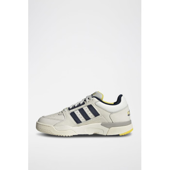 Sneakers en cuir Torsion Tennis Low - Ecru et bleu marine - 02 - 34329368