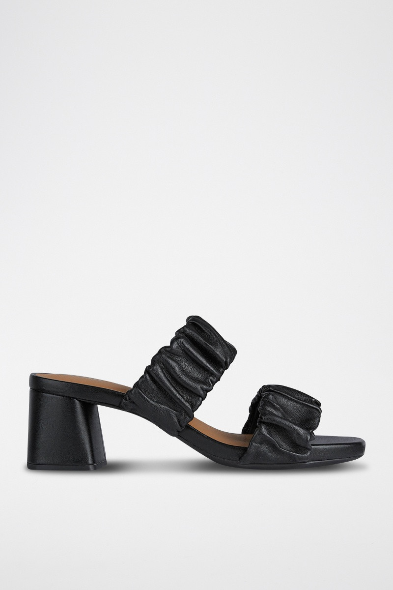 Mules à talons en cuir Genziana - Noir - 02 - 32492398