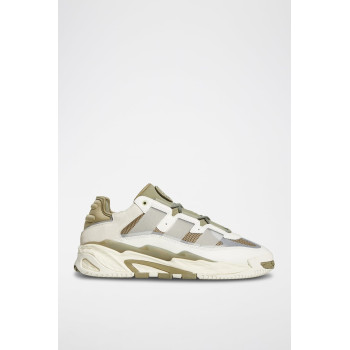 Sneakers en cuir Niteball - Blanc et kaki - 02 - 34329128