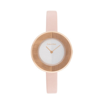 Montre à quartz en cuir - Rose et blanc - 02 - 34466249