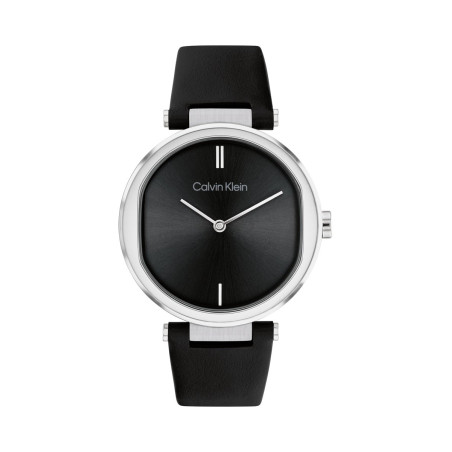 Montre à quartz en cuir - Noir et argenté - 02 - 34484170