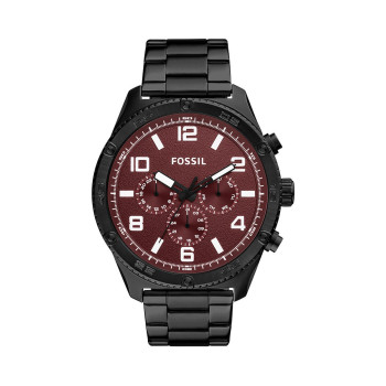 Montre à quartz en acier - Noir et bordeaux - 02 - 34486625