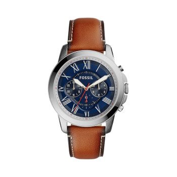 Montre à quartz en cuir - Chronographe - Marron et bleu - 02 - 34486661