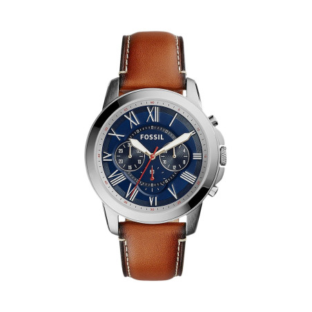 Montre à quartz en cuir - Chronographe - Marron et bleu - 02 - 34486661