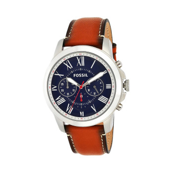 Montre à quartz en cuir - Chronographe - Marron et bleu - 02 - 34486661