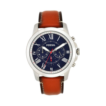 Montre à quartz en cuir - Chronographe - Marron et bleu - 02 - 34486661