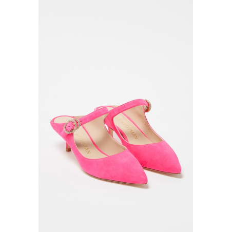 Mules à talons en nubuck Elisabetta - 
Rose  - 02 - 33702175