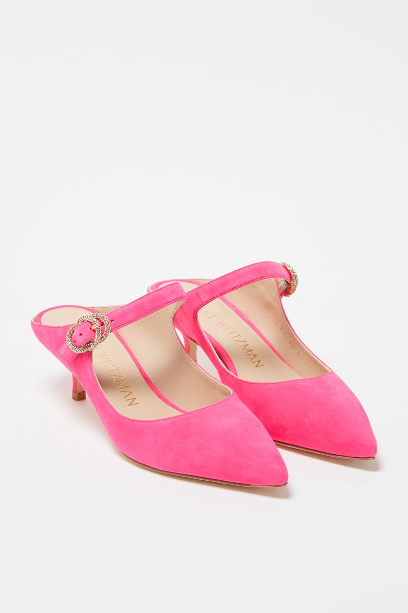 Mules à talons en nubuck Elisabetta - 
Rose  - 02 - 33702175