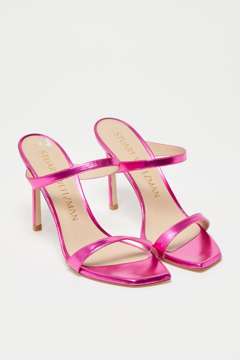 Mules à talons en cuir de veau Aleena - Fuchsia  - 02 - 33702187