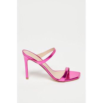 Mules à talons en cuir de veau Aleena - Fuchsia  - 02 - 33702187