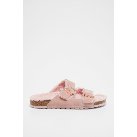 Mules fourrées en nubuck Winnie - Rose - 02 - 34468599