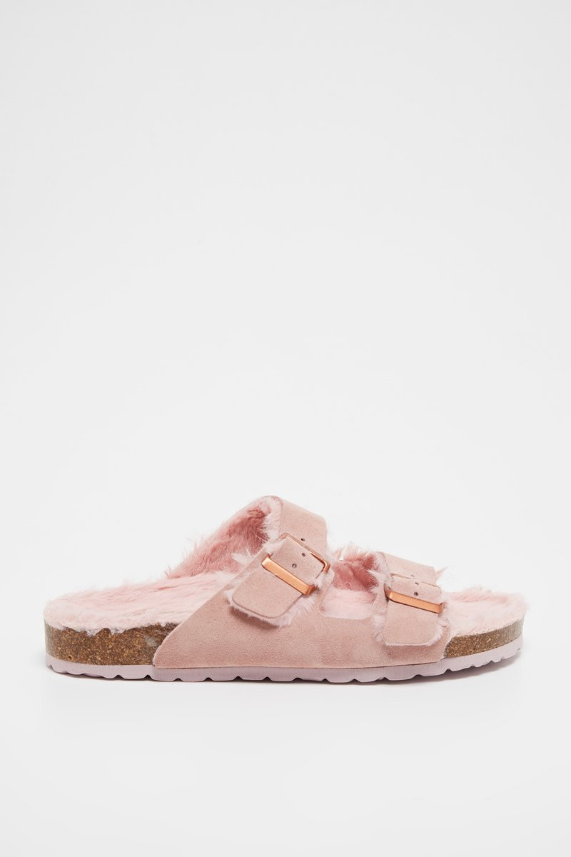 Mules fourrées en nubuck Winnie - Rose - 02 - 34468599