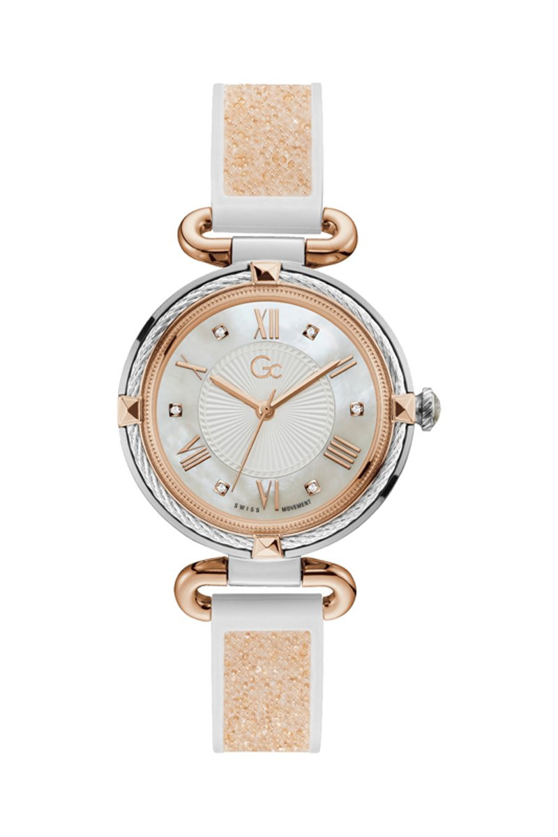 Montre à quartz en silicone - Blanc et doré rose - 02 - 34504423