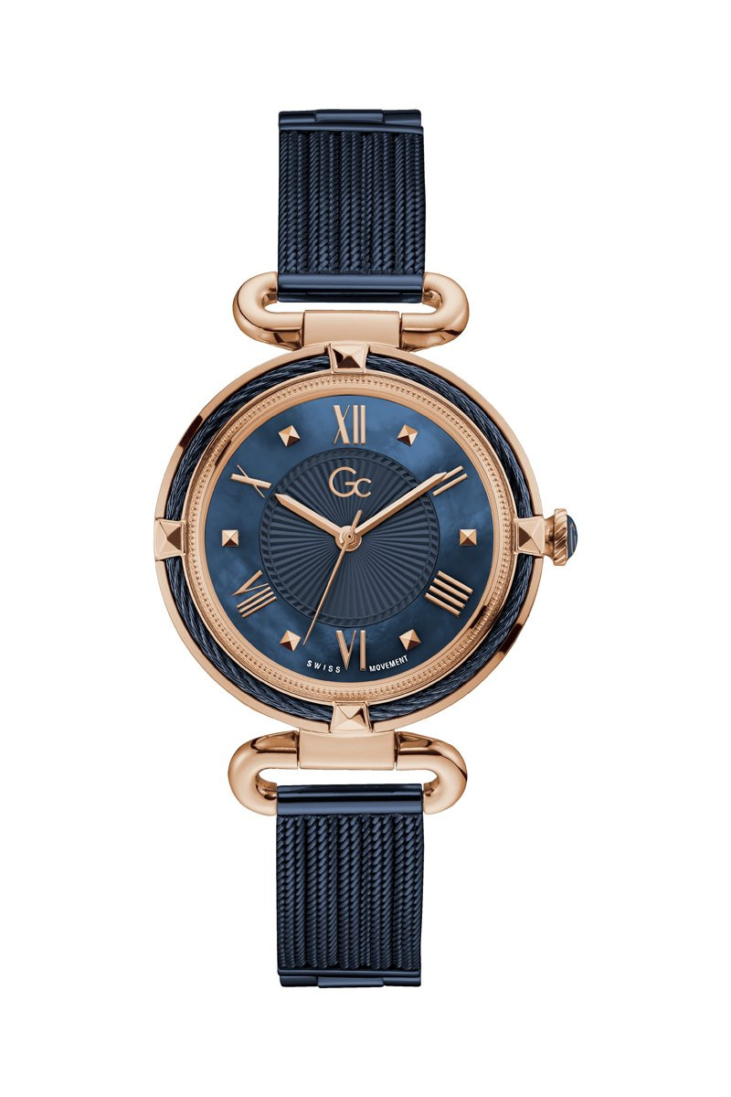 Montre à quartz en acier - 
Bleu marine et doré rose - 02 - 34504424