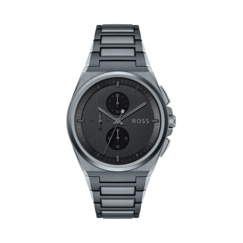 Montre à quartz en acier - Chronographe - Gris et noir - 02 - 34504434