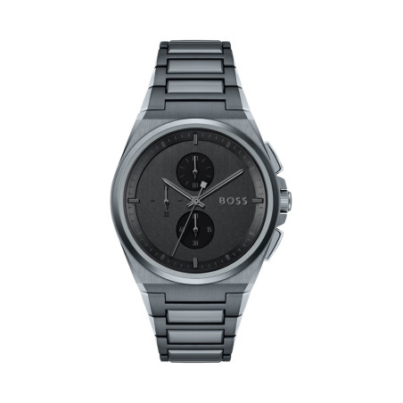 Montre à quartz en acier - Chronographe - Gris et noir - 02 - 34504434