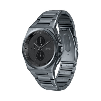 Montre à quartz en acier - Chronographe - Gris et noir - 02 - 34504434