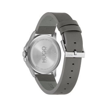 Montre à quartz en cuir - Gris et argenté - 02 - 34533935