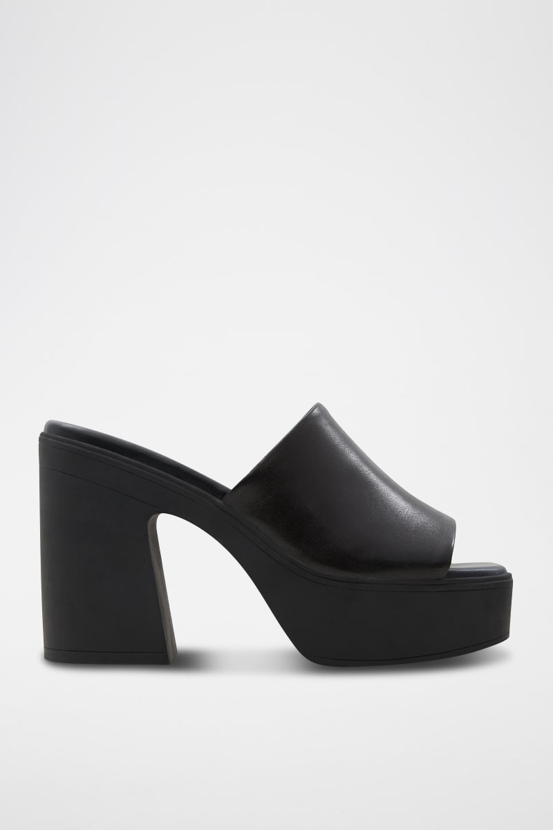 Mules à talons en cuir Maysee - Noir - 02 - 34432380